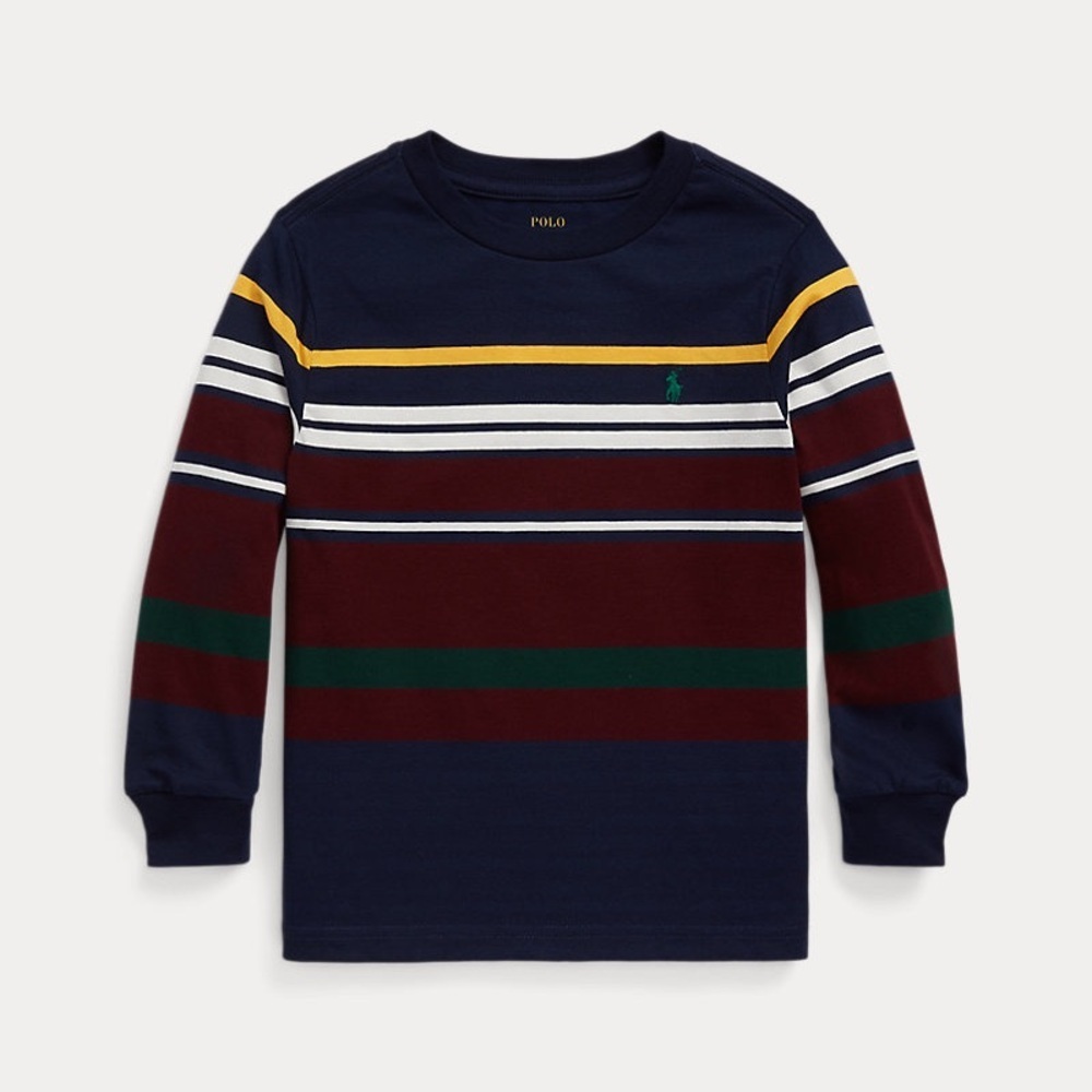 Polo by Ralph Lauren Kids Long Sleeve Striped Tee - Navy, Red, Yellow, Green